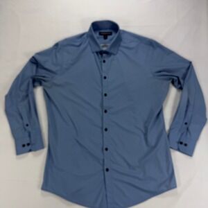 MIZZEN+MAIN Mens Lightweight Performance Dress Shirt Blue Micro Dot Print XL‎